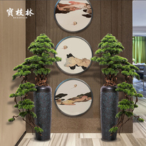 New Chinese style welcome pine bonsai simulation light luxury flower stand floor-to-ceiling creative model room Hotel office decoration ornaments