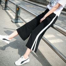 2021 New comfortable pregnant women Capri pants summer thin wide leg pants new side fork pants loose eight pregnant women pants