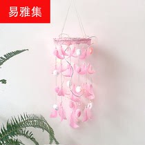 ins pendant lantern dream net Living room wall decoration soft sister room wall-mounted wind chimes hand-woven Bohemia
