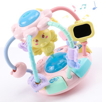 Chicken sound and light music soft glue hand grabbing ball baby early education puzzle beaded beaded beaded tooth rubber rattle baby toy