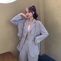 Spring Korean version 2021 new thin section loose high cold royal sister style casual long-sleeved blazer womens fashion suit