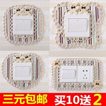Cloth Art Switch Applique WALL PATCH PROTECTIVE SHEATH CREATIVE EU STYLE LIVING ROOM BEDROOM DOUBLE OPEN LAMP SOCKET DECORATION COVER MINIMALIST MODERN DAY