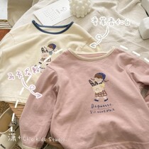 Soft glutinous ~ male and female children printed long sleeve T-shirt spring and autumn with tide thin coat for childrens childrens base shirt