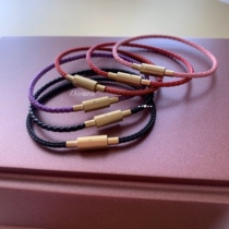 Suitable for Zhou Dafu with the same hand rope small red book blasting steel wire waterproof Germany imported cow leather string bead pendant leather rope