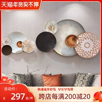 Nordic luxury living room TV sofa back background wall decoration pendant modern restaurant wrought wall decoration
