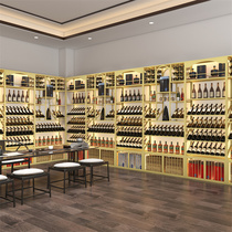 Light and luxurious High-end Wine Rack Wine Shop With Wall Light Wine Bottle Shelve Wine Rack Restaurant Commercial Red Wine Wine Cabinet Display Cabinet