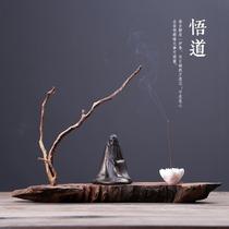 Thuja with the shape of the cypress wood with the shape of the log base Zen Wenwen play study tea room flower set
