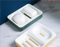 Double grid soap box large dormitory laundry soap storage box home creative double drain soap box rack soap dish