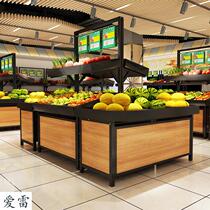 Boda supermarket fruit shelf display rack fruit shop steel wood fruit rack multi-layer convenience store fresh fruit vegetable shelf