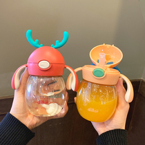 Straw cup Children drink milk Duck mouth cup Learning drink cup Baby 6 months bottle Big baby drink cup with handle