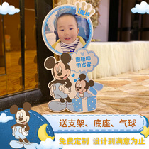 Baby 100 days old Full Moon birthday banquet layout Welcome Card figure sign cartoon KT board name customization