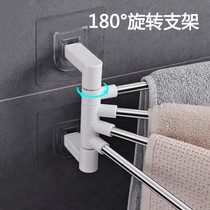 Towel rack non-perforated toilet towel bar bathroom hanger rotatable suction cup kitchen rag storage shelf