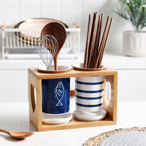 Chopstick barrel storage rack Japanese ceramic chopstick basket Flat chopstick cage Kitchen drain rack Chopstick spoon storage rack