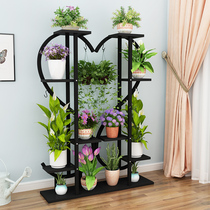 New flower rack indoor living room balcony heart-shaped Chinese style green dill multi-layer floor-to-ceiling pylons decorative shelves