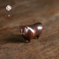 Handmade copper cow tea Pet tea play ornaments Retro creative Zen can be health Xiao boutique Kung Fu tea Road Tea accessories