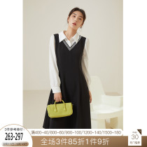 Exclusive large size age reduction college wind holiday two pieces of patchwork dress womens autumn new micro fat MM long short skirt