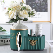 Creative simple coffee table storage paper box light luxury home living room round roll paper multi-function remote control tissue box