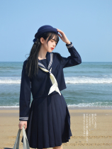 jk uniform Blue navy blue navy style three short-sleeved short-sleeved skirt Japanese summer school Feng Shui hand suit suit