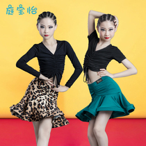 Childrens Latin Dance Performance Costume Womens Skirt Modal Long Sleeve Top New Practice Clothing Childrens Competition