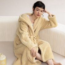 MOCCSOCC Dressing Gown Womens Winter Long 2021 New Coral Fleece Plush Plush Plus Size Flannel Bathrobe