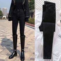 Black velvet jeans womens 2021 season new high waist slim high elastic tight nine points pencil pants