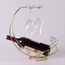 European iron Pirate ship wine rack ornaments creative moon boat wine bottle rack High foot wine glass rack upside down
