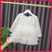 South Korean girl dress spring and autumn new babys birthday dress princess white vest poony dress