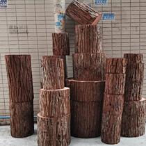 Simulation wooden pile pendulum natural Bark Wood fake stump photography window props wedding road hollow wooden pier