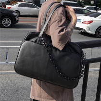 Mens shoulder bag Korean version simple Joker chain Hand bag womens large capacity bag retro student pu messenger bag
