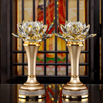 Colorful Crystal Lotus lamp pair of Buddha lamp front Buddha Hall lamp household plug-in power supply lamp LED Lotus lamp