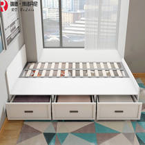 Small apartment single bed Solid wood tatami bed modern simple 1 2 meters Childrens air pressure storage box bed 1 5 meters