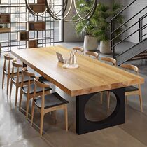 Industrial style large solid wood rectangular meeting desk loft retro simple reception negotiation training table