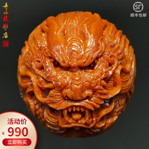  Zhoushan hand-carved dragon three-way olive core dragon single seed men and womens core carving text play olive hu single handle piece