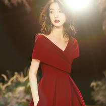 Toast dress bride 2021 new summer wine red usually can wear a small wedding evening dress to cover the arm female