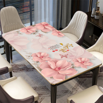 3D three-dimensional tea table table cloth net red Chinese waterproof oil-proof scald-free high-grade Nordic thick soft glass table mat