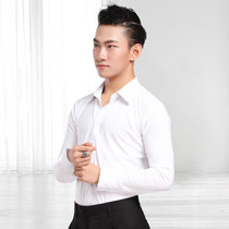Dan Baoluo Latin dance costume mens shirt long sleeve adult spring and autumn white ballroom dance national standard dance jacket