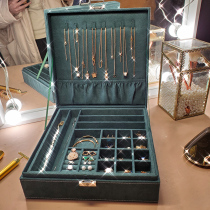 Jewelry box High-end earrings necklace bracelet storage box Light luxury large-capacity earrings ring hand jewelry flannel box