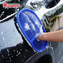 Rundong imitation wool polishing waxing car wash gloves car wash gloves double-sided gloves car cleaning tool R-0028