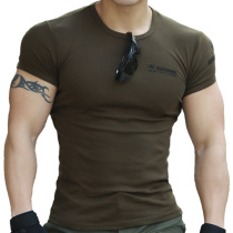 Special forces mens outdoor tactical T-shirt top Elastic tight slim short-sleeved T-shirt pure cotton breathable fitness exercise