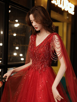 Atmospheric evening dress dress dress 2021 new female evening banquet high dignified fairy temperament toast bride arm summer