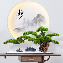Large simulation welcome pine bonsai New Chinese fake tree green plant entrance hall Home hotel villa decoration ornaments