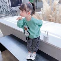 Girl set 2021 new children autumn fashion casual sportswear cartoon foreign style little girl two-piece tide