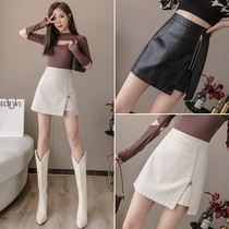 Skirt womens small leather skirt autumn 2021 New High waist slim irregular split a-shaped hip skirt short skirt