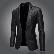 Tide brand high-end mens leather clothing autumn and winter 2021 New Korean youth suit leather slim fashion mens clothing