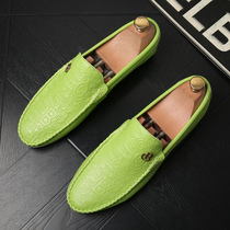 Tide brand high-end casual Bean shoes mens autumn 2021 new leather breathable soft bottom odor-proof driving lazy shoes