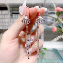 s925 sterling silver long hollow scallop earrings earrings 2021 New Tide fashion tassel female autumn