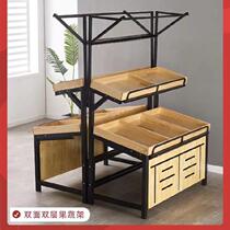Creative multi-storey fruit shop wooden vegetable shelf supermarket special three-layer storage box weighing vegetable and fruit shop