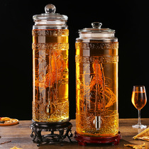 Glass wine bottle with faucet household high-grade large 30kg self-brewed bottle ginseng bottle special wine jar wine jar