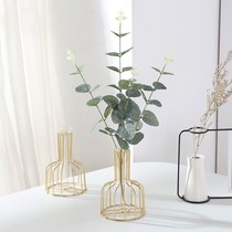 Nordic style light luxury metal vase decoration simulation bouquet creative simple living room flower arrangement entrance wine cabinet decoration