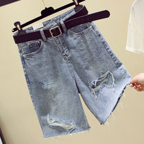 Denim shorts women loose summer 2021 new Korean version thin and wild bf wide leg straight ins five-point pants tide